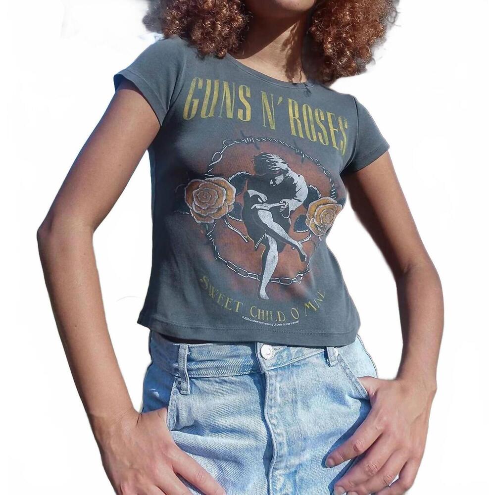 NEW PEOPLE OF LEISURE guns n roses sweet child o' mine baby tee in vintage black